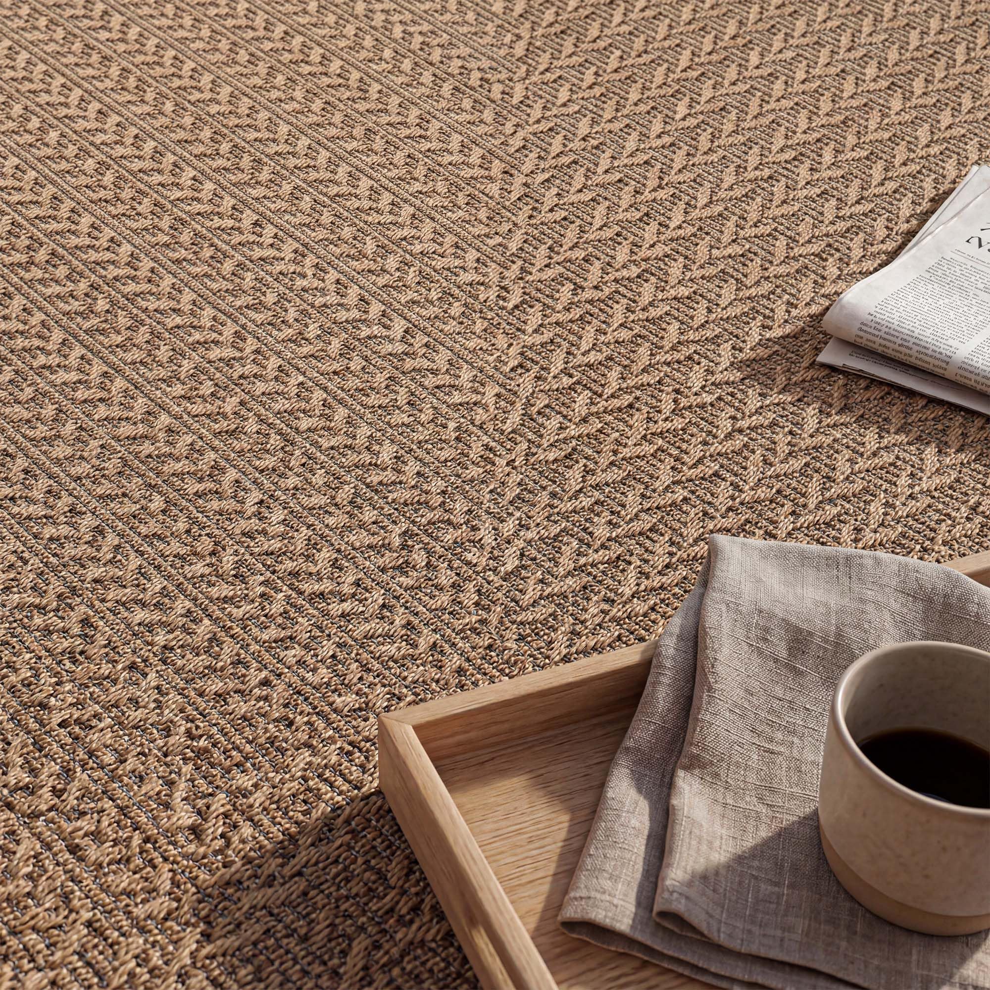 Taracarpet In- & Outdoor Teppich Wohnzimmer im Boho Jute-Look wetterfest für Balkon, Terrasse, Wintergarten, Schlafzimmer, Küche - Strapazierfähig & Robust und Pflegeleicht beige 3 200x280 cm