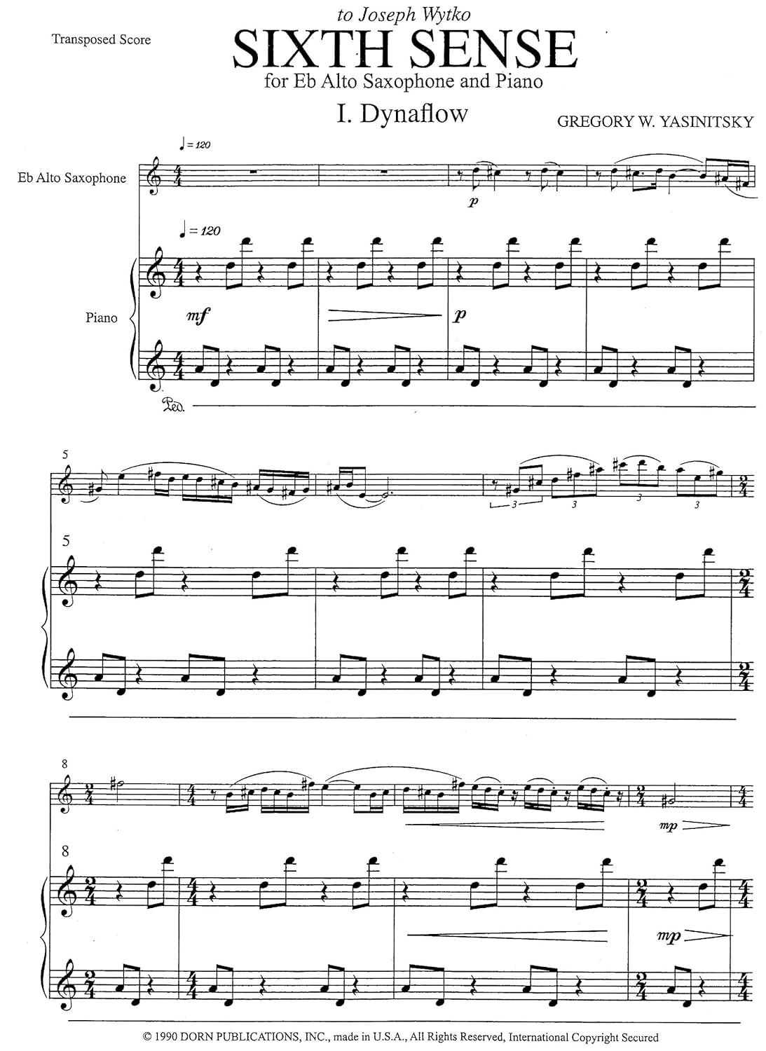 Sixth Sense for Alto Saxophone and Piano      Sheet music – January 1, 1990