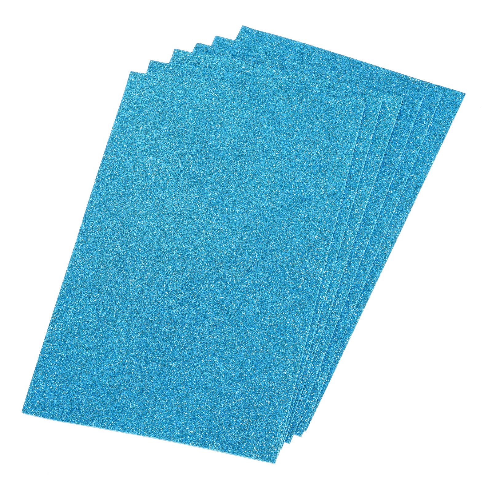 Mousse EVA Souple Autoadhésive Bleu Clair à Paillettes Scintillantes Haute Densité 6 Pièces
