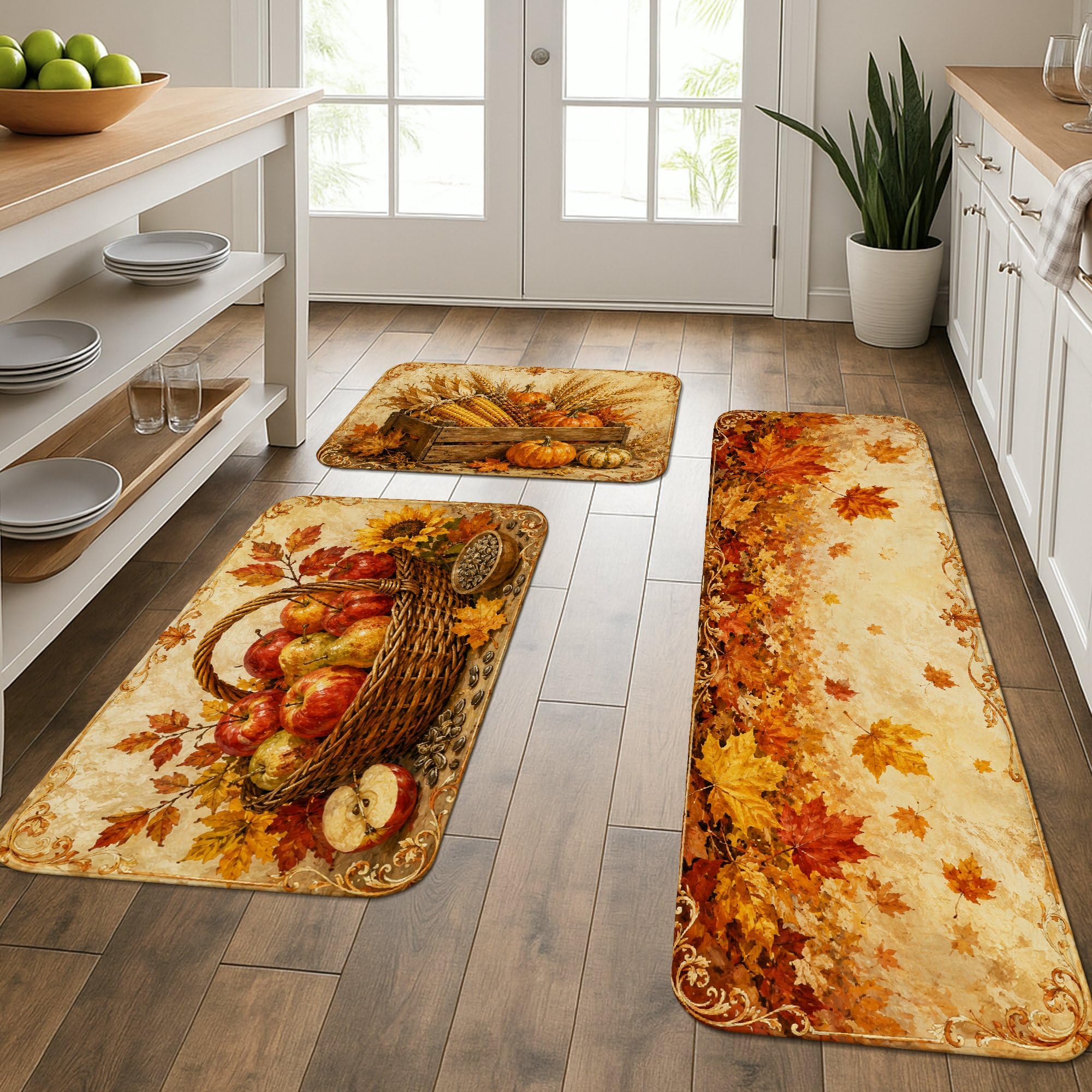 Tapis de cuisine rustiques lot de 3 traditionnels lavables