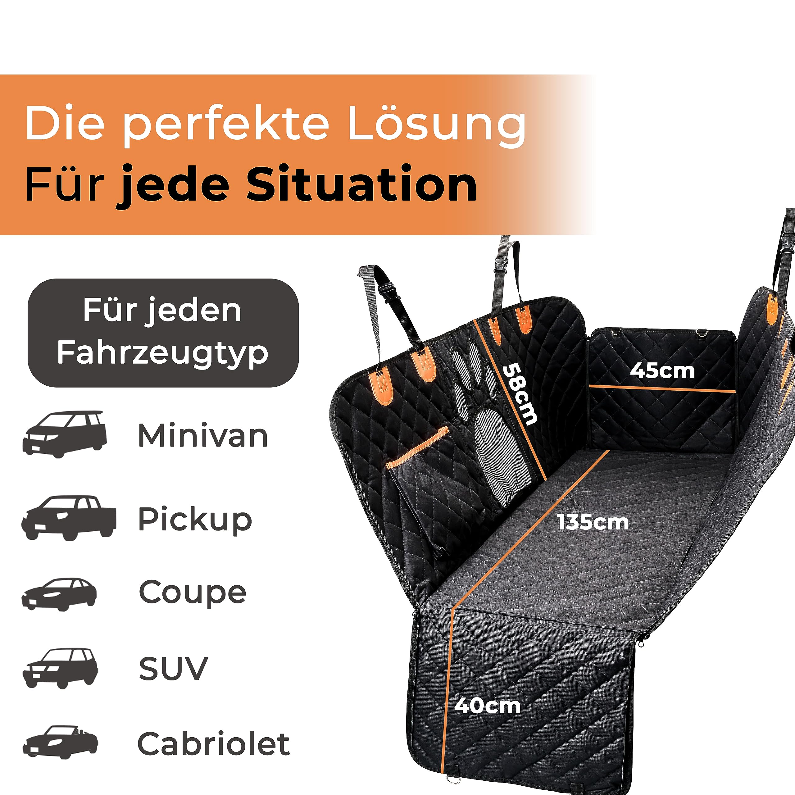 Hundedecke für Auto Rückbank [Premium] Wasserabweisende Autoschondecke für Hunde mit Sichtfenster und Seitenschutz - Pflegeleichte Autodecke Hund Rücksitz Hunde Hundeschutz Auto