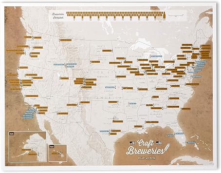 Scratch Off USA Map Craft Breweries Poster - 17 x -22 in