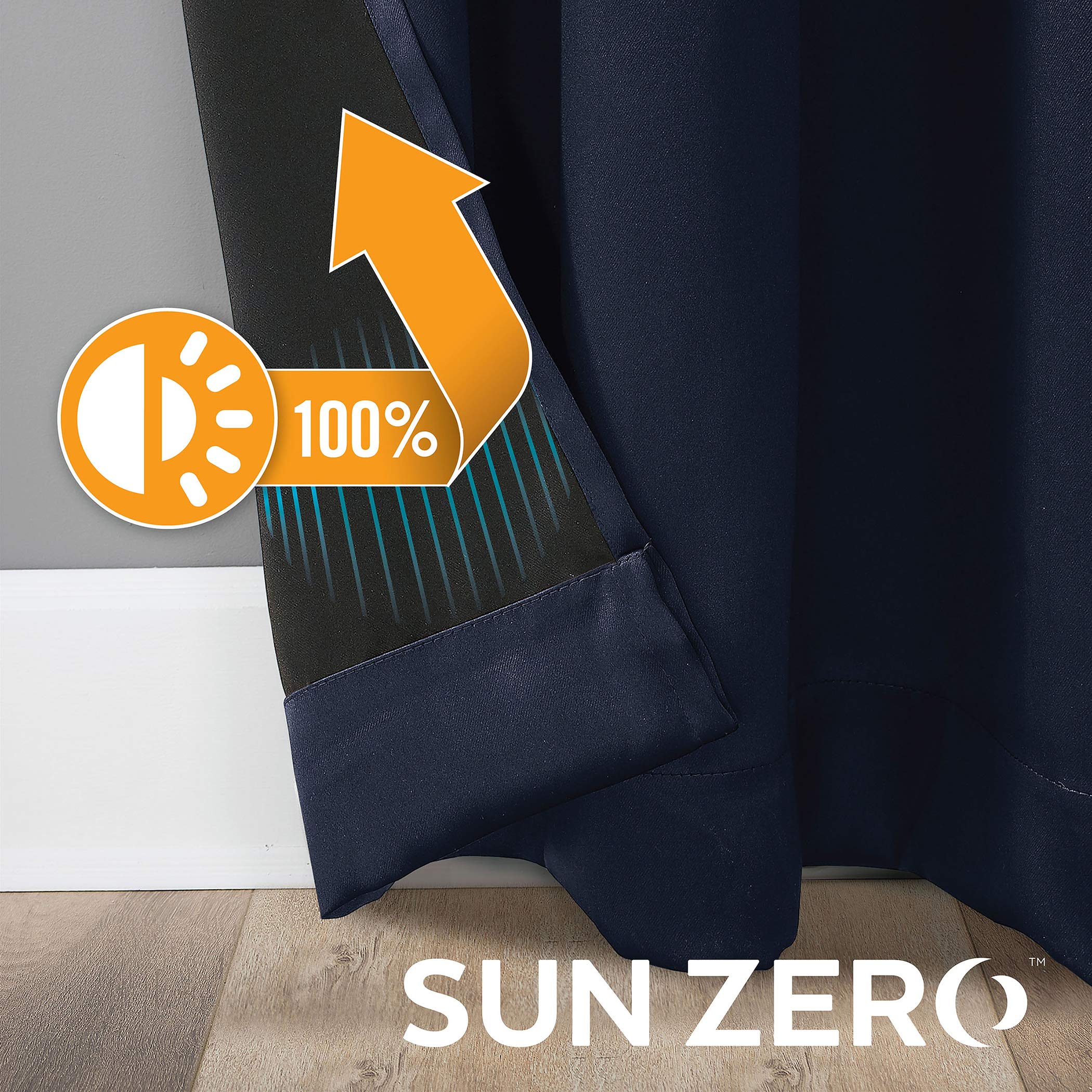 Sun Zero Nordic Tende Oscuranti 100% Con Occhielli – 2 Pannelli Blu Denim 132x213 Cm – Termiche E Fonoassorbenti