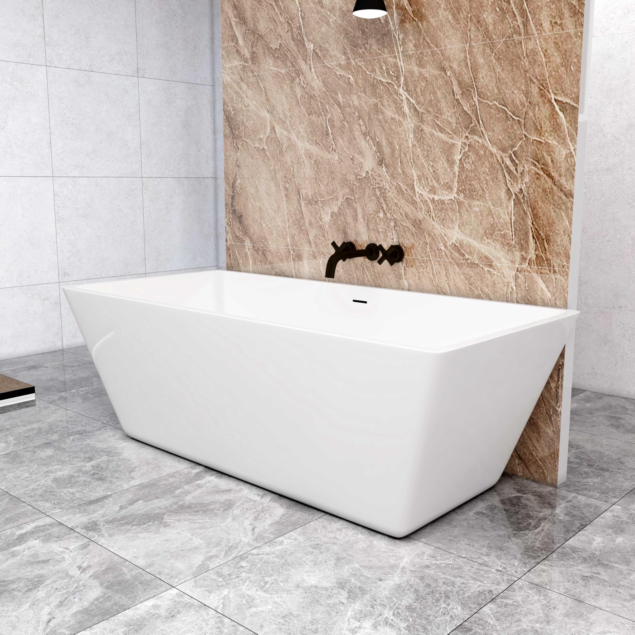 Biubiubath White Modern Freestanding Double Ended Bath 1700X800mm Integral Waste & Overflow