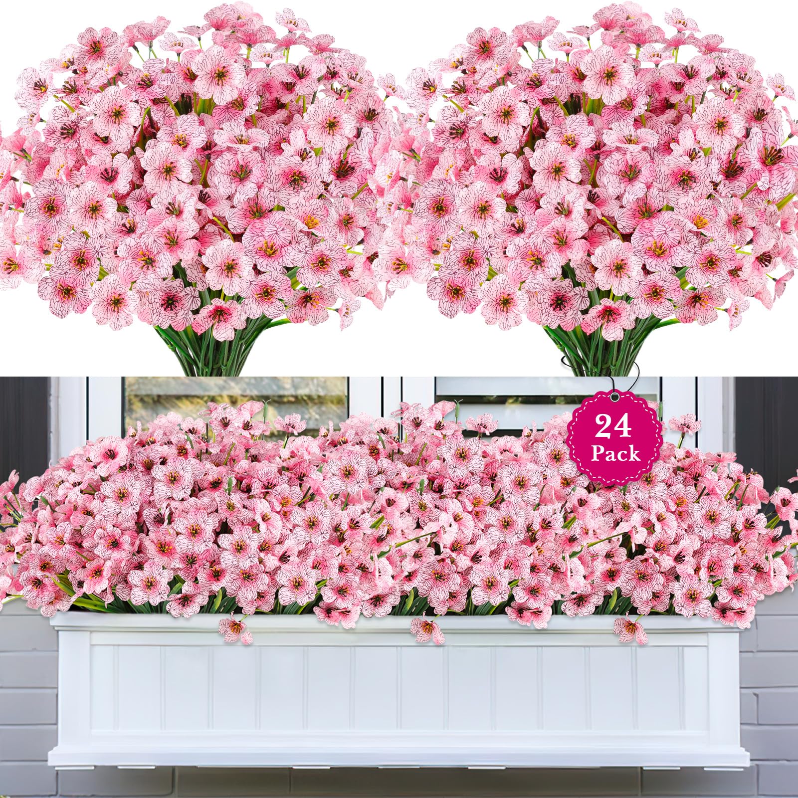 AmberFun 24 Bundles Artificial Flowers