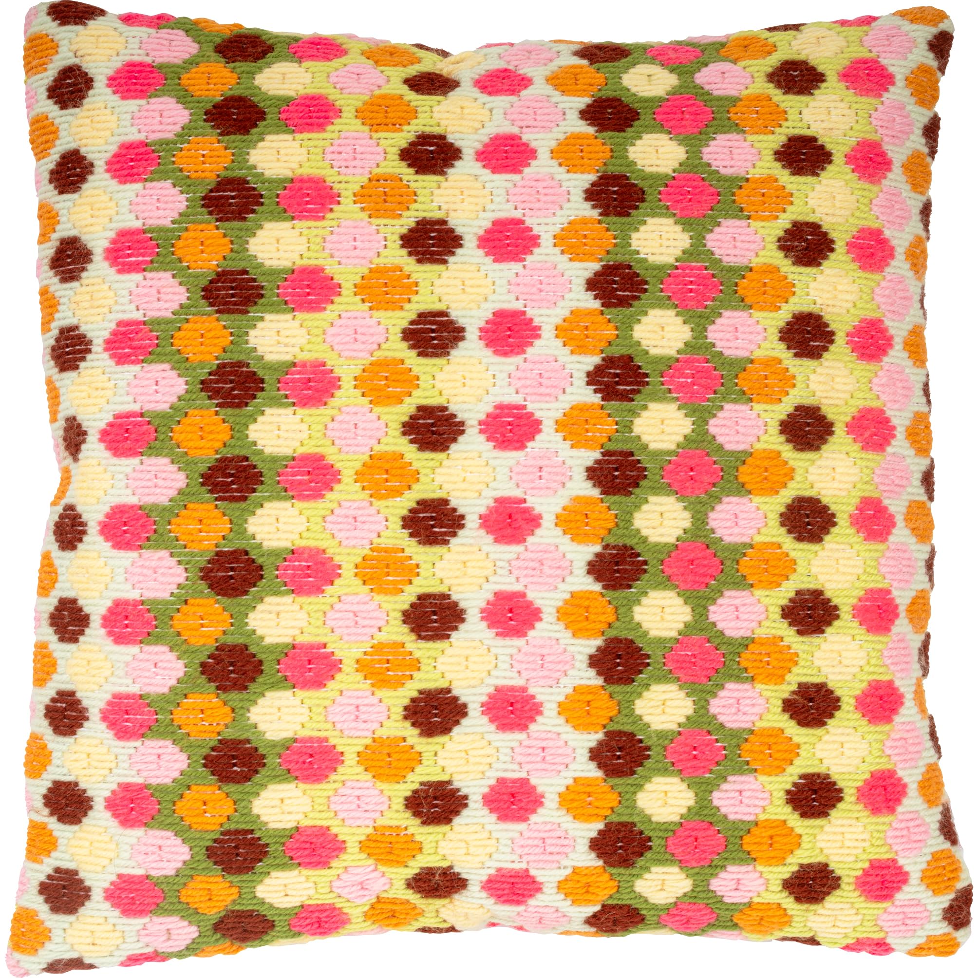 Vervaco Long Stitch Kit DIY Decorative Cushion Sofa Retro Creative Gift Embroidery Kit Beginners Crafts Creative Adults ca. 40 x 40 cm Long Stitch Embroidery