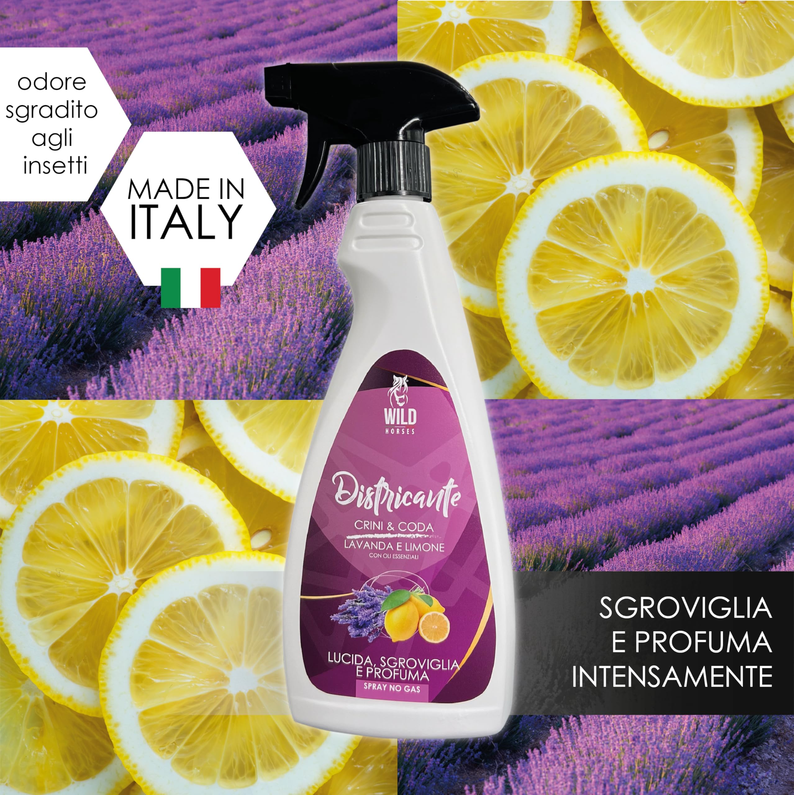 Wild Horses | Districante Crini & Coda Lavanda e Limone - Lucida, Sgroviglia e Profuma, Senza Risciacquo, 500 ml, Made in Italy