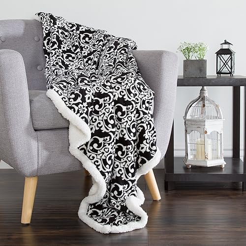 Miniatura 2 de Bedford Home Manta Sherpa de forro polar negroblanco