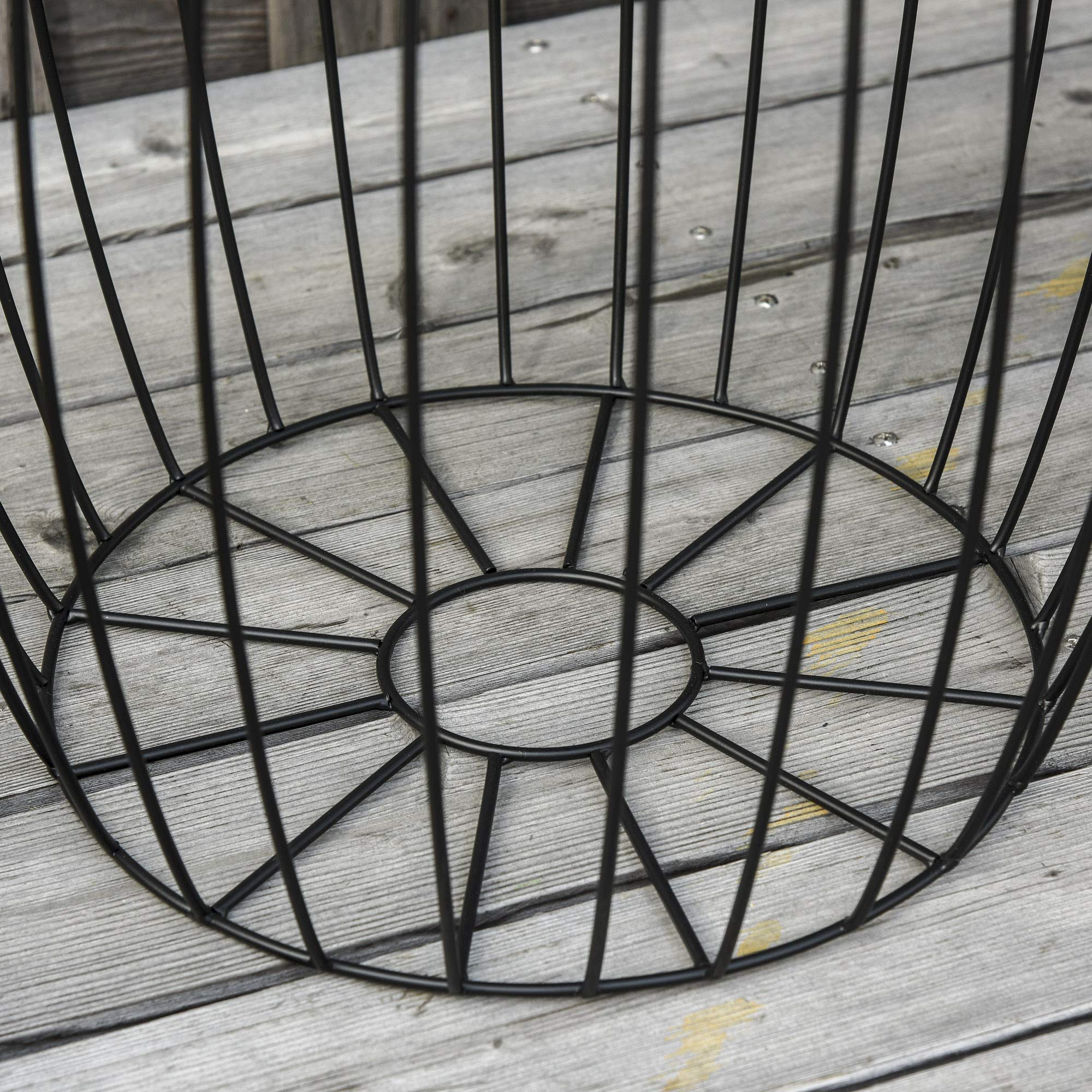 Outsunny Set di 3 Tavolini da Giardino Impilabili, Arredamento da Esterno Stile Industriale in Metallo Nero