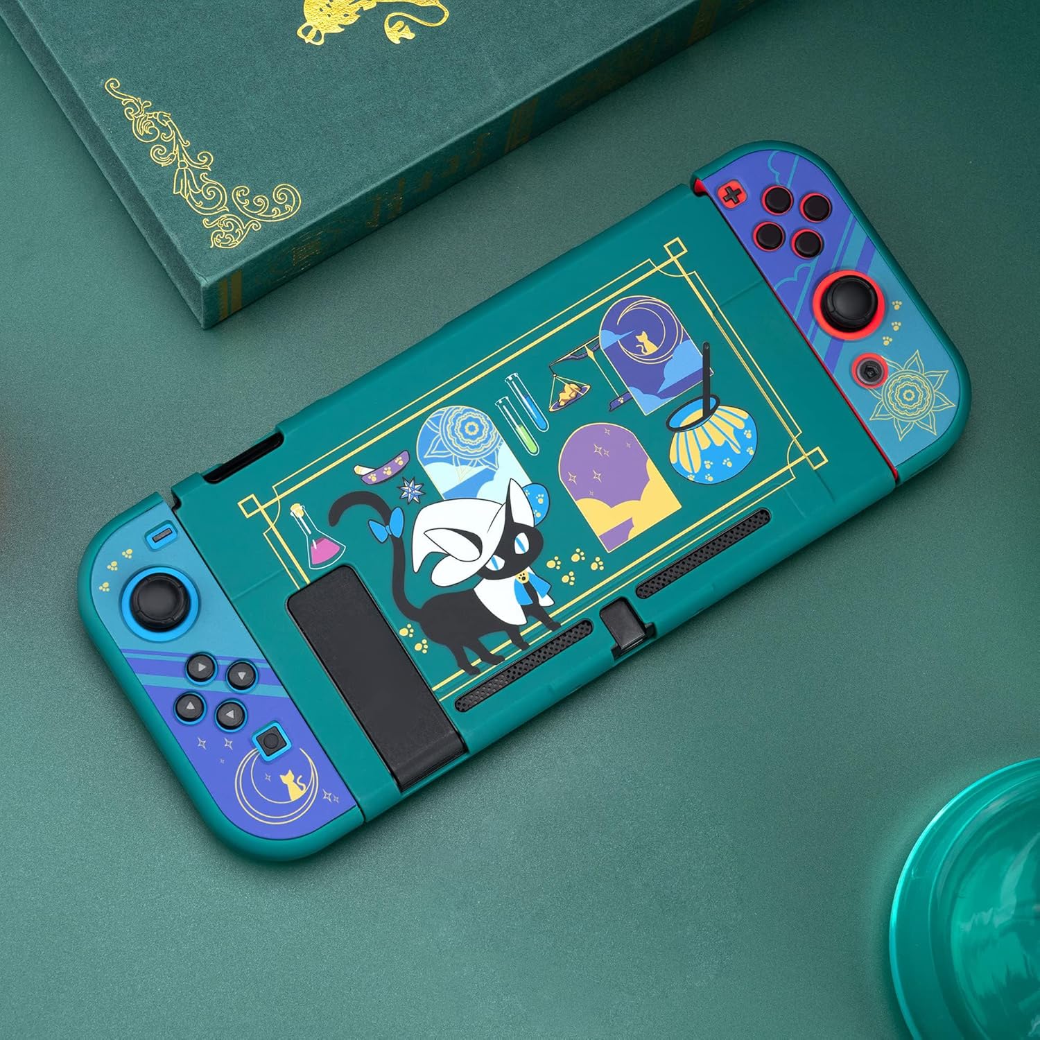GeekShare Protective Case Compatible with Switch, Slim Shock-Absorption and Anti-Scratch Skin Cover - Alchemy Cat Design (for Regular Switch)