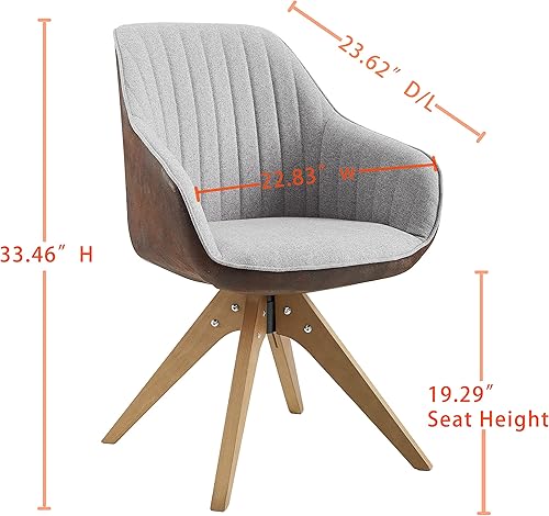 Miniatura 2 de Silla decorativa con patas de madera, estilo industrial giratorio de mediados de siglo para oficina, hogar, estudio o sala de estar