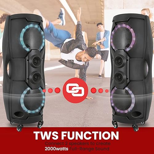 Miniatura 5 de Pyle Sistema de altavoces PA Bluetooth portátil - Sistema PA de altavoz Bluetooth de 1000 W para interiores y exteriores, con TWS, grabadora,