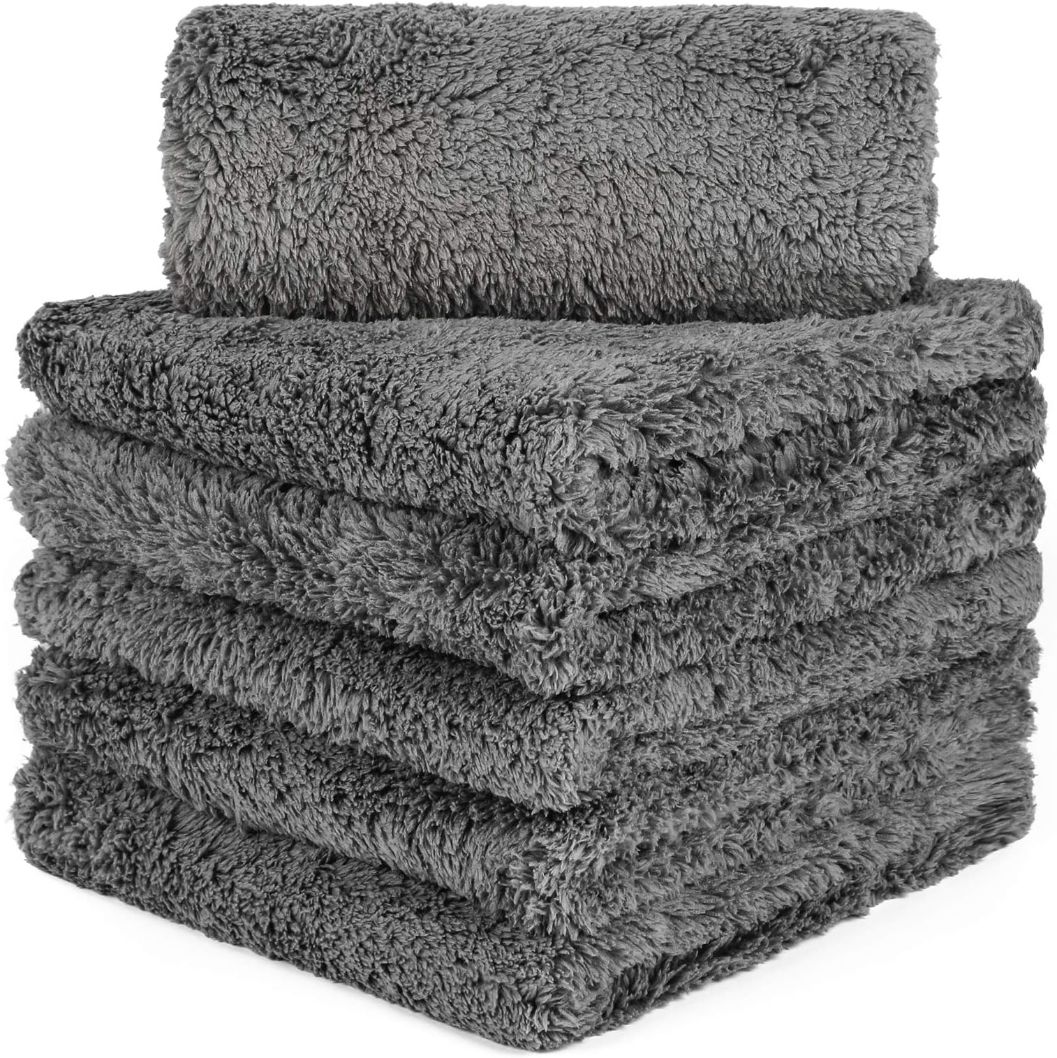 Carcarez Microfiber Car Wash Drying Towels Professional Grade Premium Microfiber Towels for Car Wash Drying 16 in.x 16 in. Pack of 6 (Gray)
