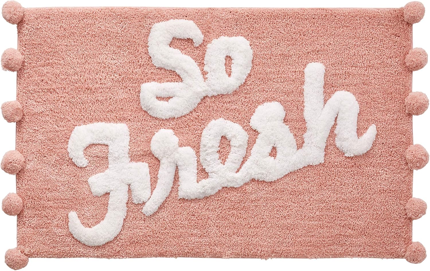 VCNY Home | Fresh Collection | Bath Rug - Ultra Plush Pom Pom Pile - Optimal Absorbency for Bathroom Use, 24" x 60", Blush : Home & Kitchen