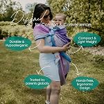 CHIMPAROO Ring Sling Baby Wrap Carrier - 100% Organic Cotton Baby Carrier Newborn to Toddler - Comfortable & Adjustable Baby Sling Carrier - With Aluminum Rings - Holds up to 15.8 kg - Amethyst, Size 2