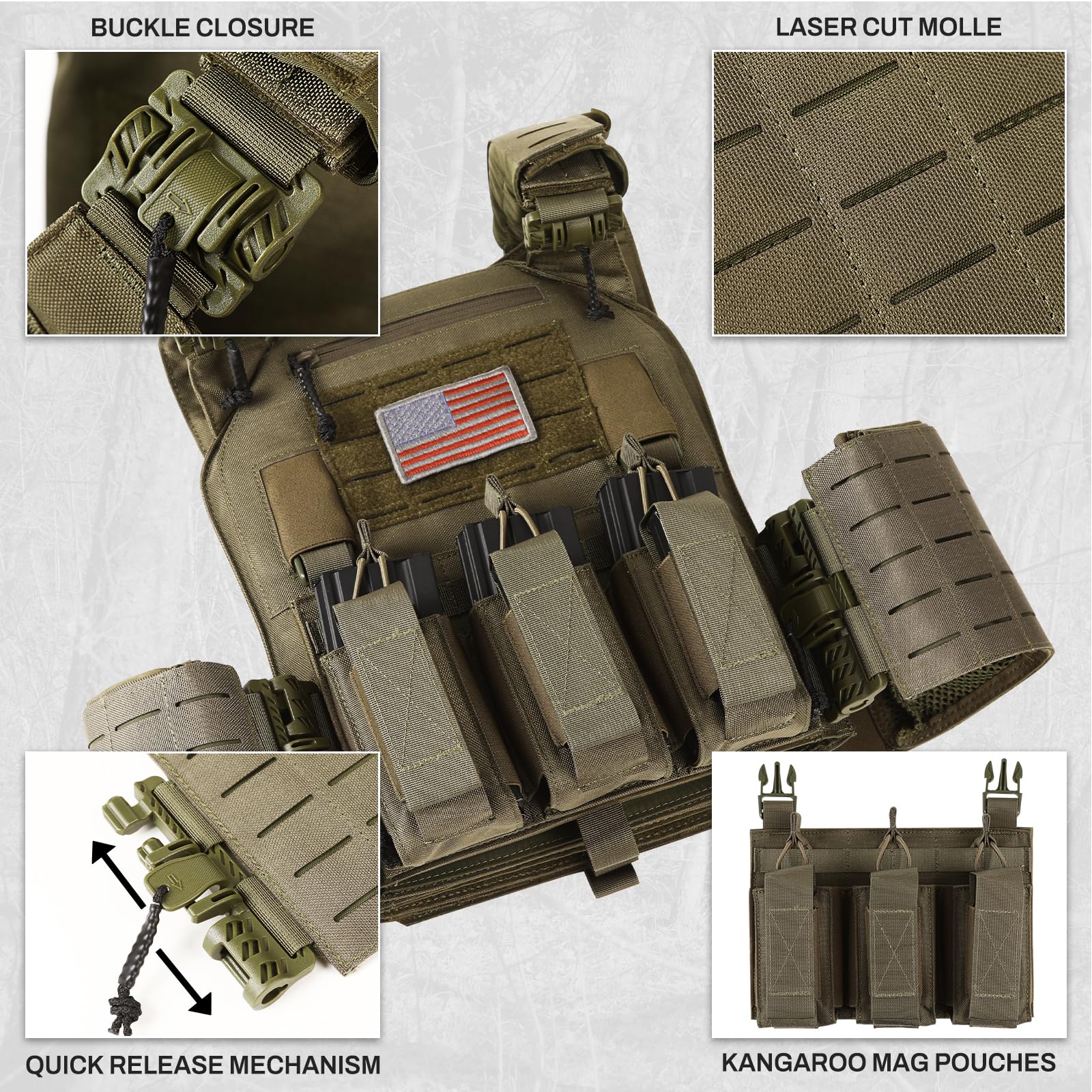 VOTAGOO GEAR Taktische Weste, Schnellverschluss, leichte Airsoft-Weste, verstellbare Gewichtsweste für Outdoor-Jagdtraining