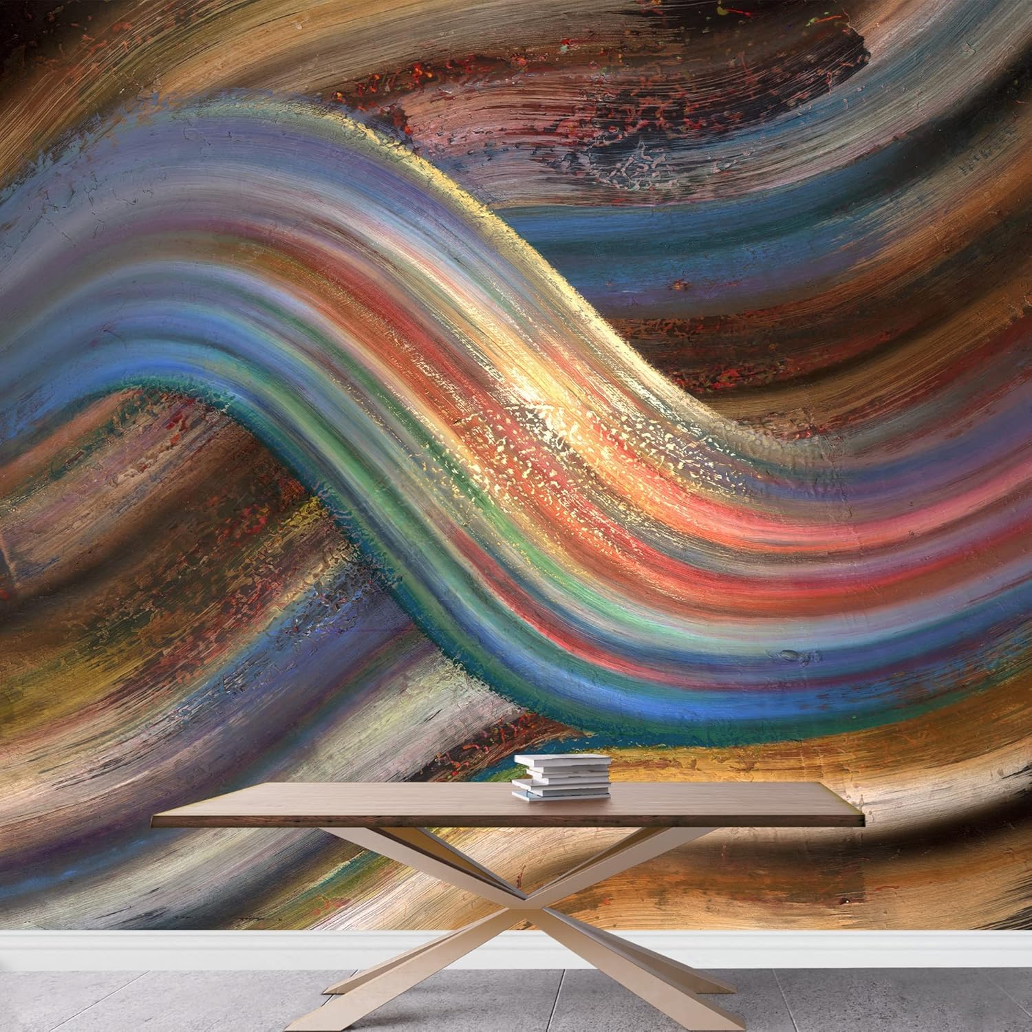 wall26 - Abstract Painting Showing a Symbolic Alternating Scenery - Removable Wall Mural | Self-Adhesive Large Wallpaper - 66x96 inches