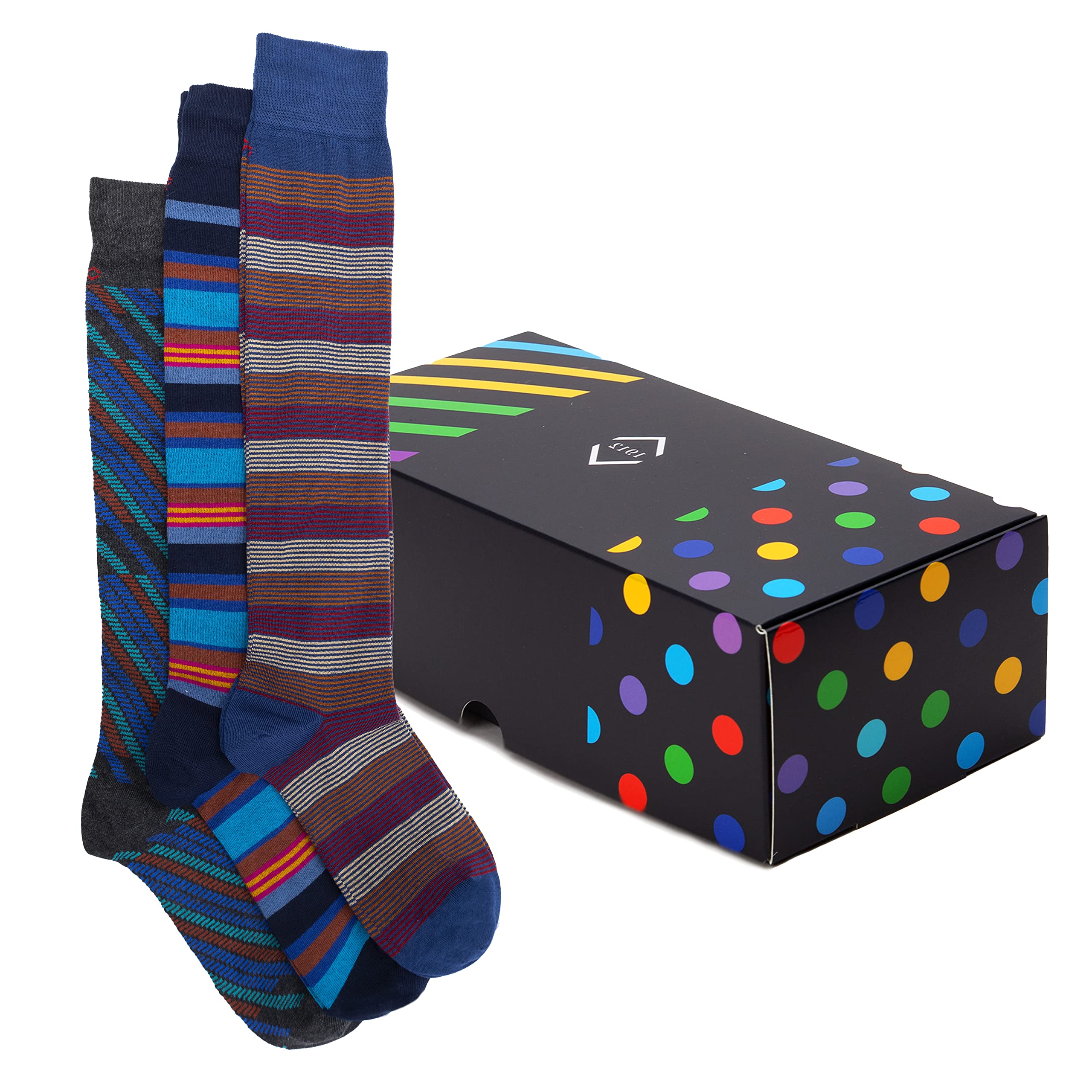 Ciocca Geschenkbox 2/3 Paar Herrensocken mit Mustern - Made in Italy - Geschenkidee aus weicher, warmer Baumwolle
