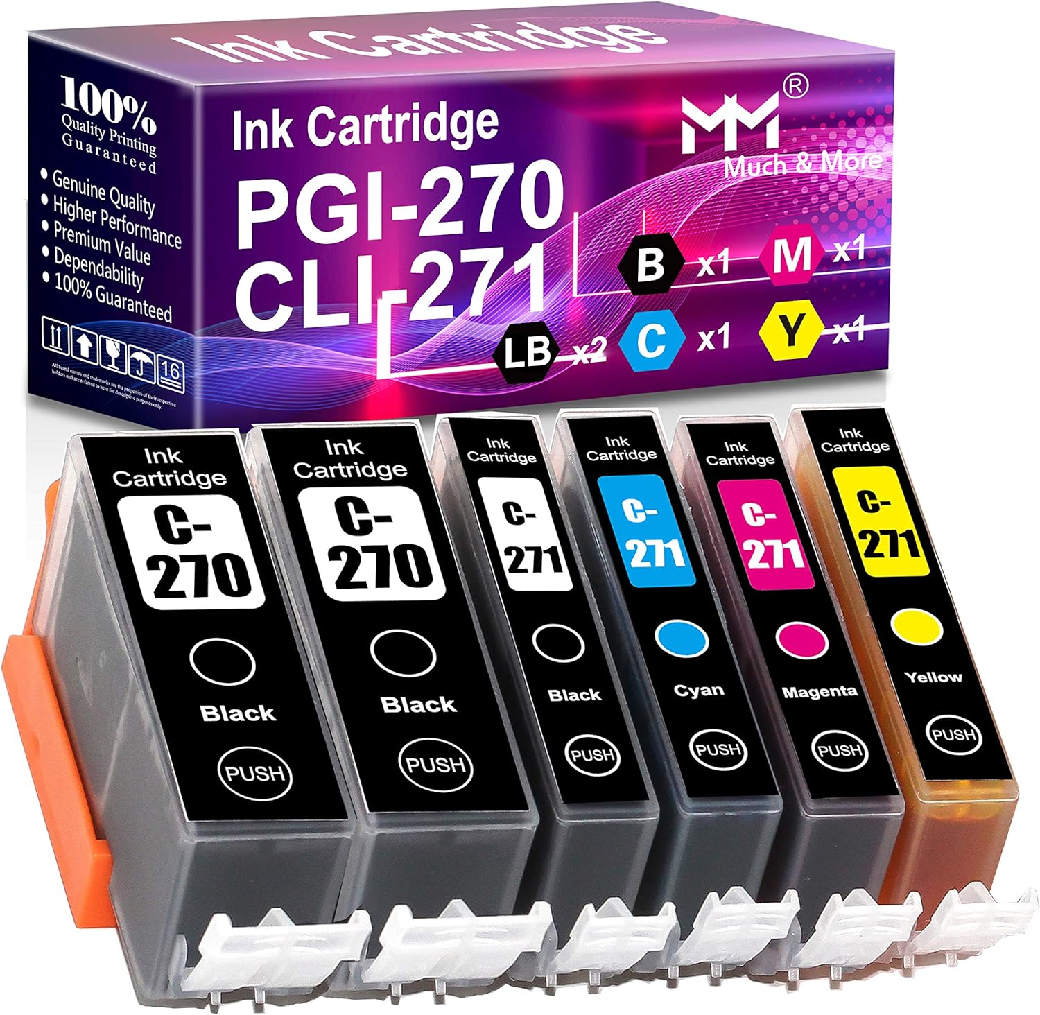 4 Cartucce Inchiostro Nero PGI-270XL Per Stampanti Canon PIXMA