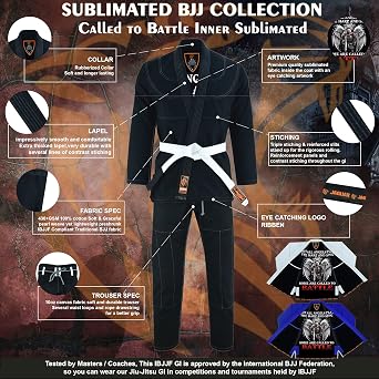 Called to Battle Inner Sublimated Pro Brazilian Jiu Jitsu BJJ Kimono Gi Uniform Unisex - Belt Included