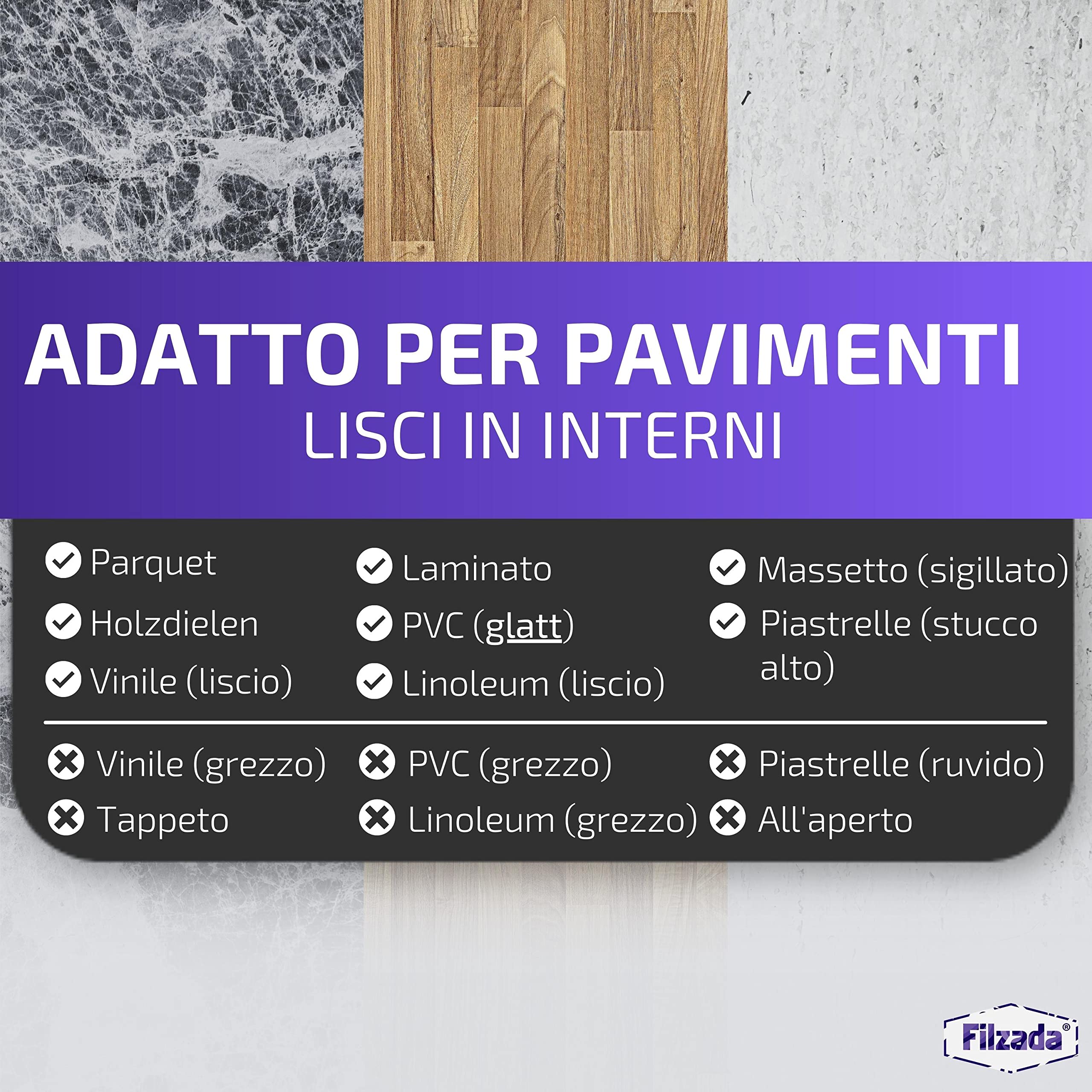 Filzada® 40x Feltro aliante con chiodo - Ø 24 mm (bianco) - Scivoli per mobili professionali/scivoli per sedie in feltro da inchiodare
