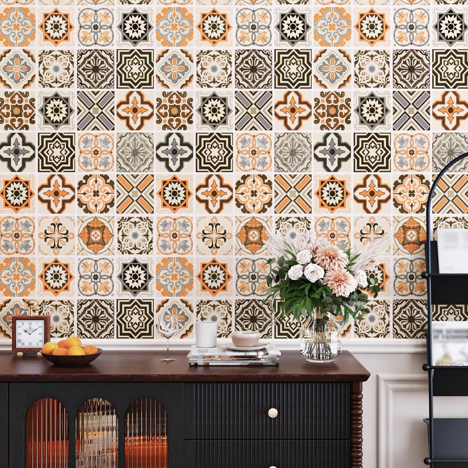 Wallercity Vintage Country Style Peel and Stick Wallpaper Retro Boho Brown Contact Paper for Countertops Table Desk Self Adhesive Removable Checkered Wallpapers for Accent Walls Bedrooms 15.8''x236''