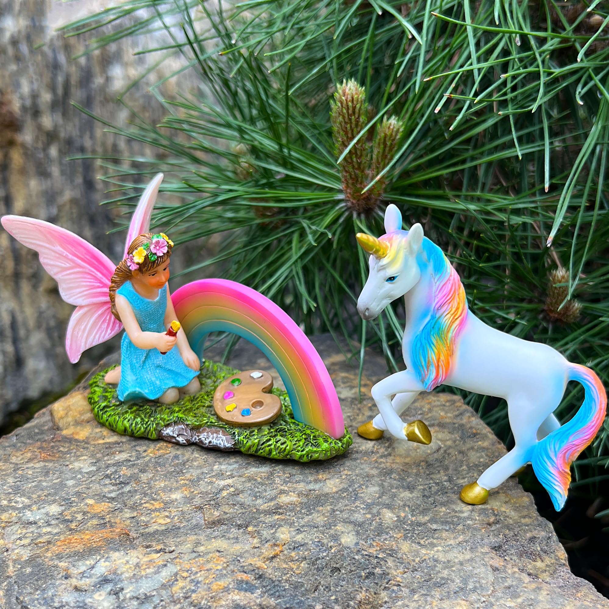 Mood Lab Fairy Garden - tęczowy jednorożec zestaw 2 szt. - miniaturowe figurki i akcesoria zestaw