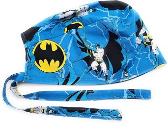 Scrub Hat Comic Books Superheroes SciFi Cotton Fabric Cap Do-Rag Skull | Tie Back Cap, Doctor Nurse ER Do-Rag Skull Hat, Handmade in the USA