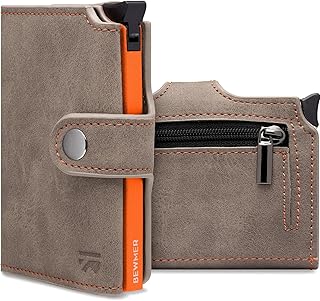 v2 Shielded Slim Wallet mit Münzfach für Herren & Damen | Kartenetui mit Münzfach & RFID-Schutz & Anti-Cloning | Geldbörse für Scheine, Münzen & 9 Kreditkarten