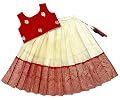 FELIZ THE DESIGNER STUDIO Baby Girl's Red Flared Cotton Silk Sleeveless Lehenga Choli Set South Indian Pattu pavadai for