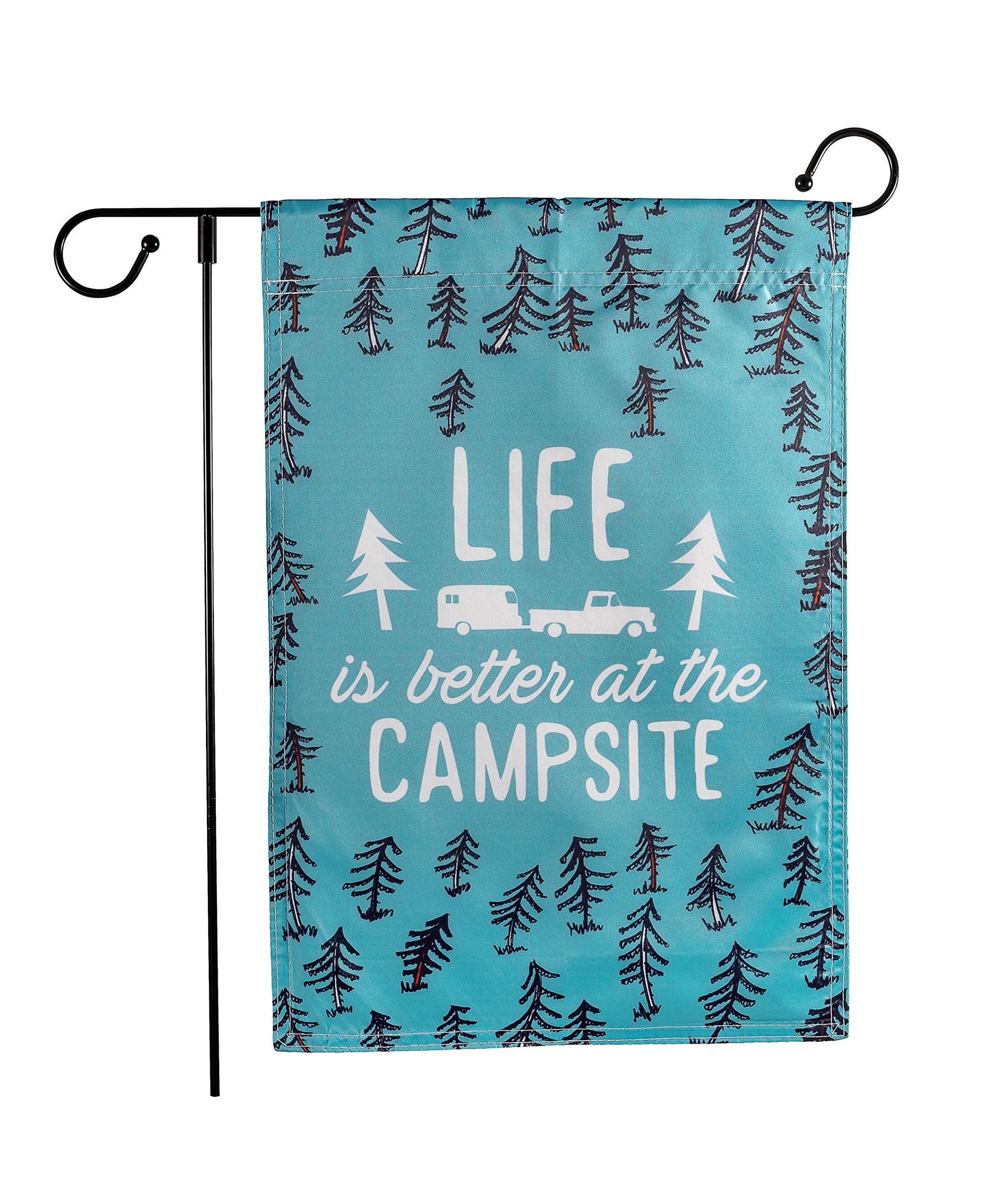 Camco 53308 Life is Better at The Campsite Gartenflagge, 30,5 x 45,7 cm – der perfekte Gruß für Ihren Hof oder Campingplatz – verfügt über EIN Wohnmobil-Skizzen-Design.