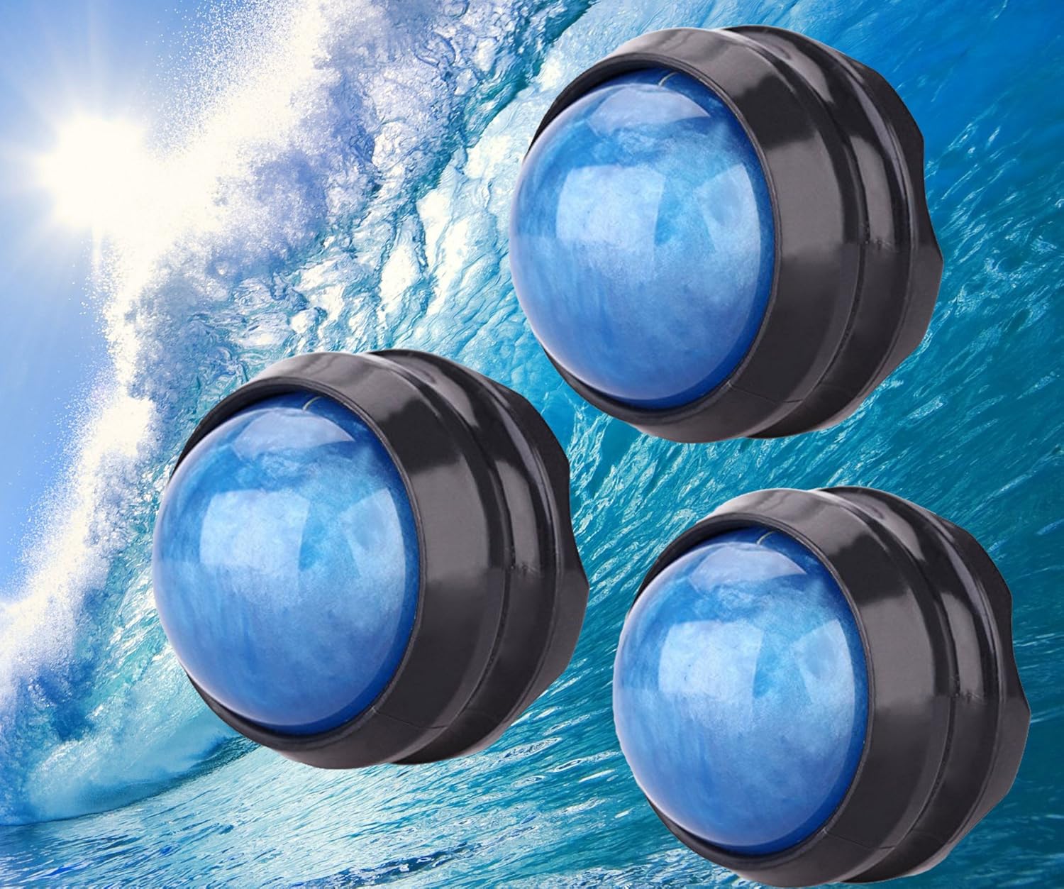 3 Pieces Massage Roller Rolling Ball Head Neck Shoulder Hands Back Leg Thigh Feet Manual Help Sole Pain Aching Muscle Tension Relief Essential Oil Roller