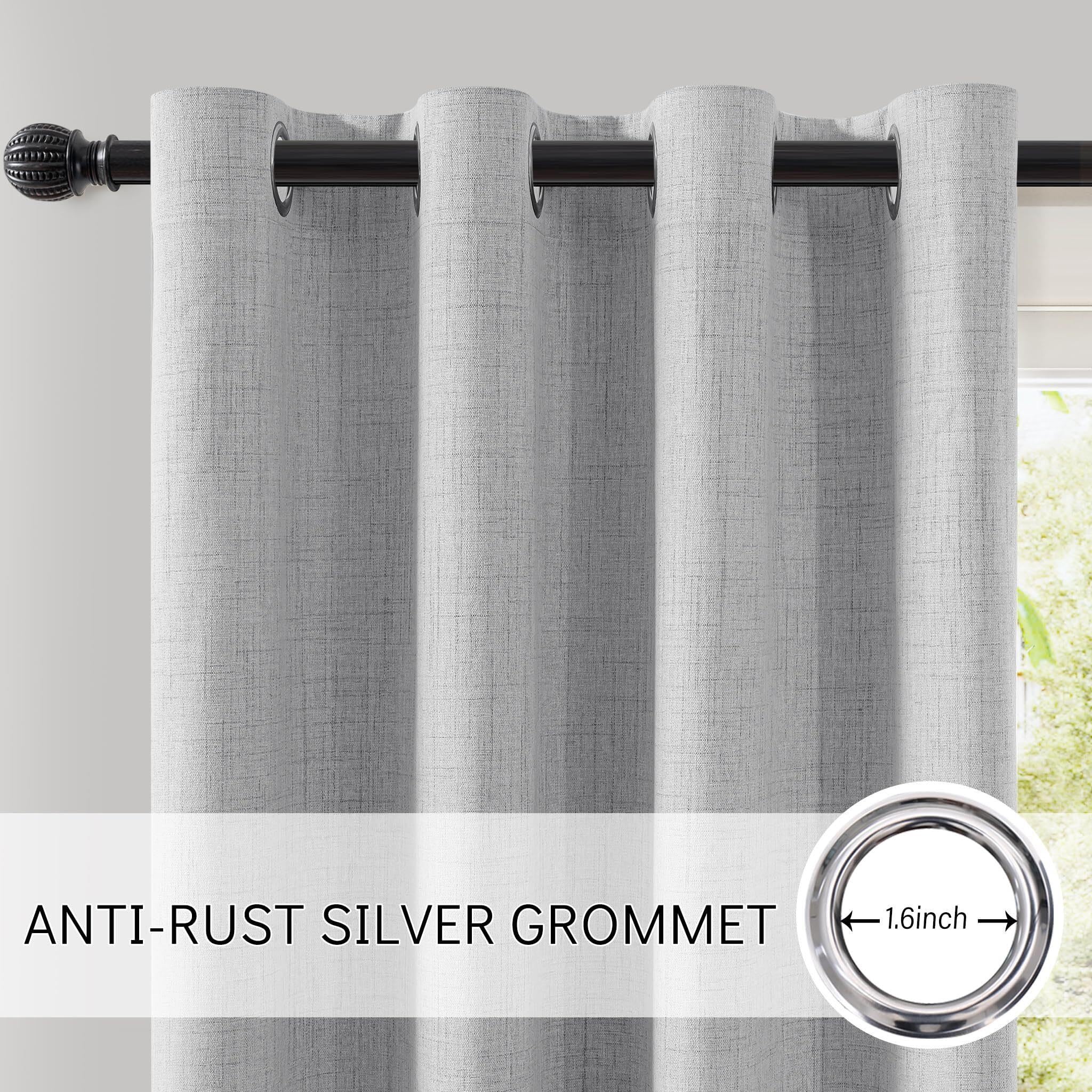 Leinenvorhänge for den Raum, Verdunkelungsvorhang, vollständiger, Sichtschutz mit Ösen Oben, thermisches Fensterpaneel(Light Grey,52" W x 102" L (Pack of 2))