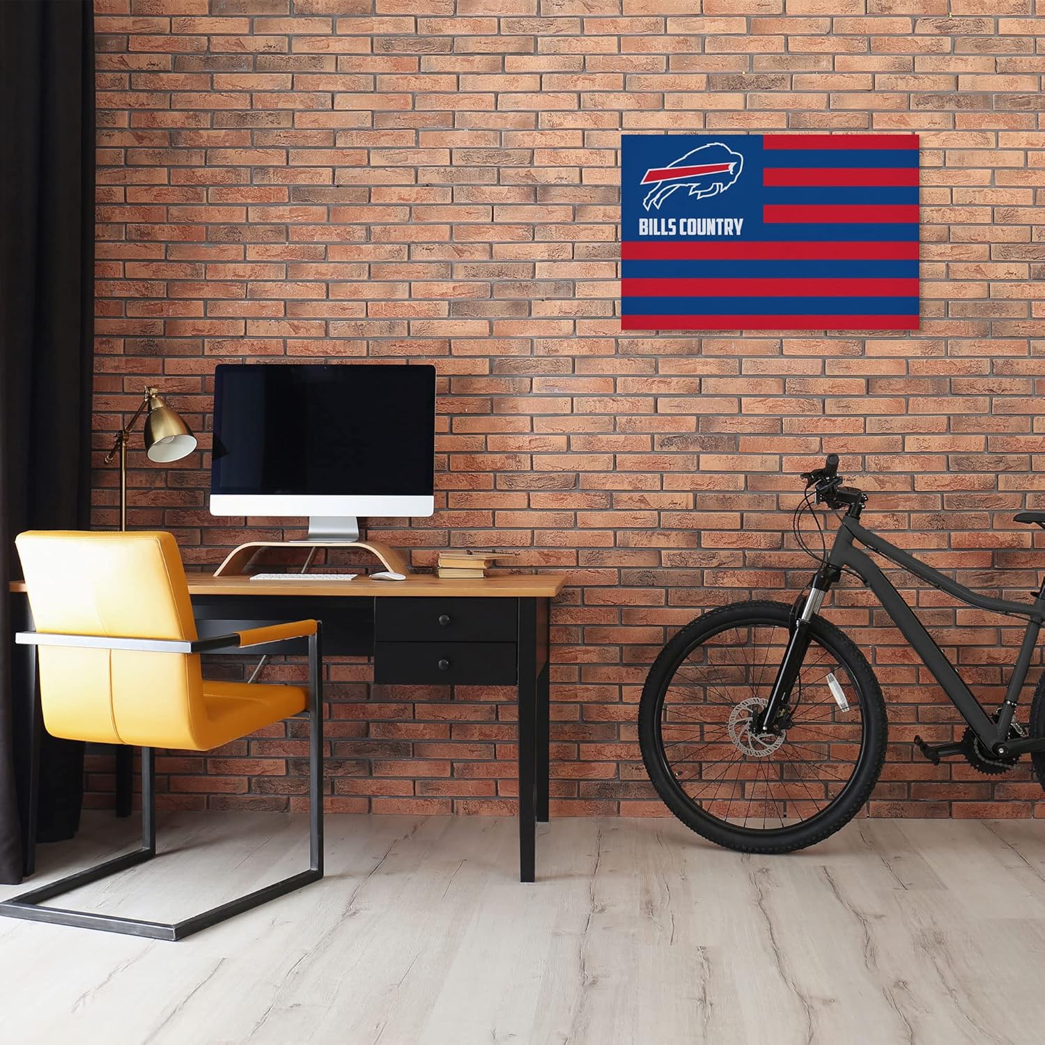 Rico Industries NFL Football Buffalo Bills Country 25" X 35" Felt Wall Décor, Wall Safe for Living Room, Office, Dining Room, Bedroom, Easy to Hang - Made in The USA