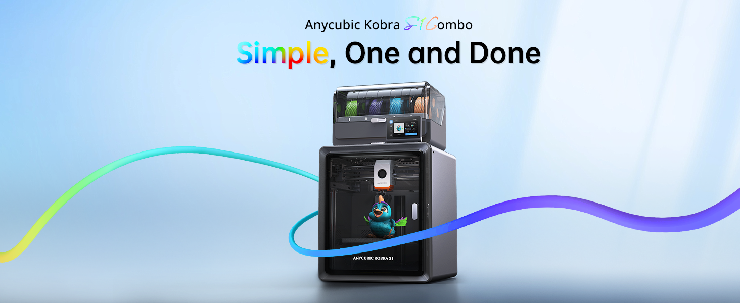 ANYCUBIC Kobra S1 Combo 3Dプリンター ACE Pro付 Anycubic Kobra S1 Combo 3D Printer, 4 Stunning Multicolor
