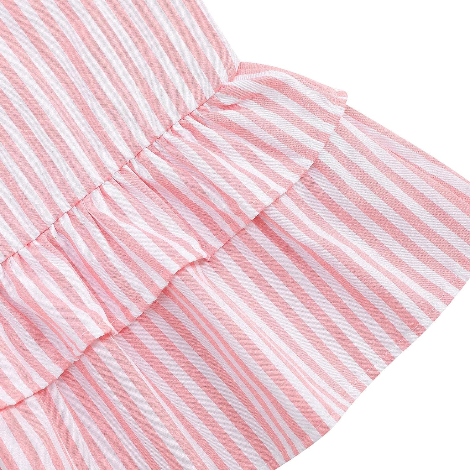 Girl's 2 Piece Striped Outfits Cami Top Wide Leg Pants Ruffle Hem Summer Clothes with 2 Pockets 3-14Y