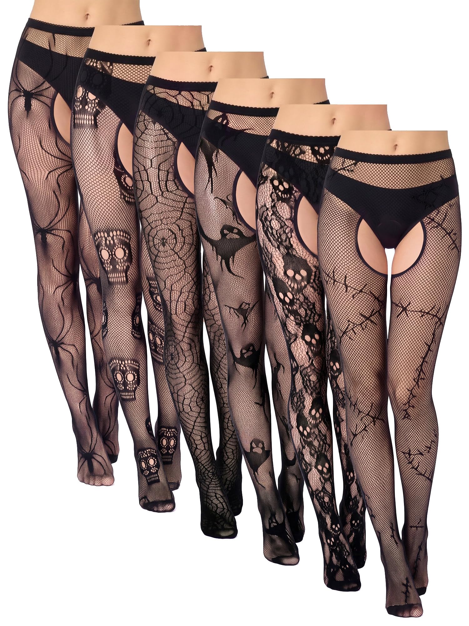 Newcotte 6 Pair Halloween Fishnet Stocking for Women