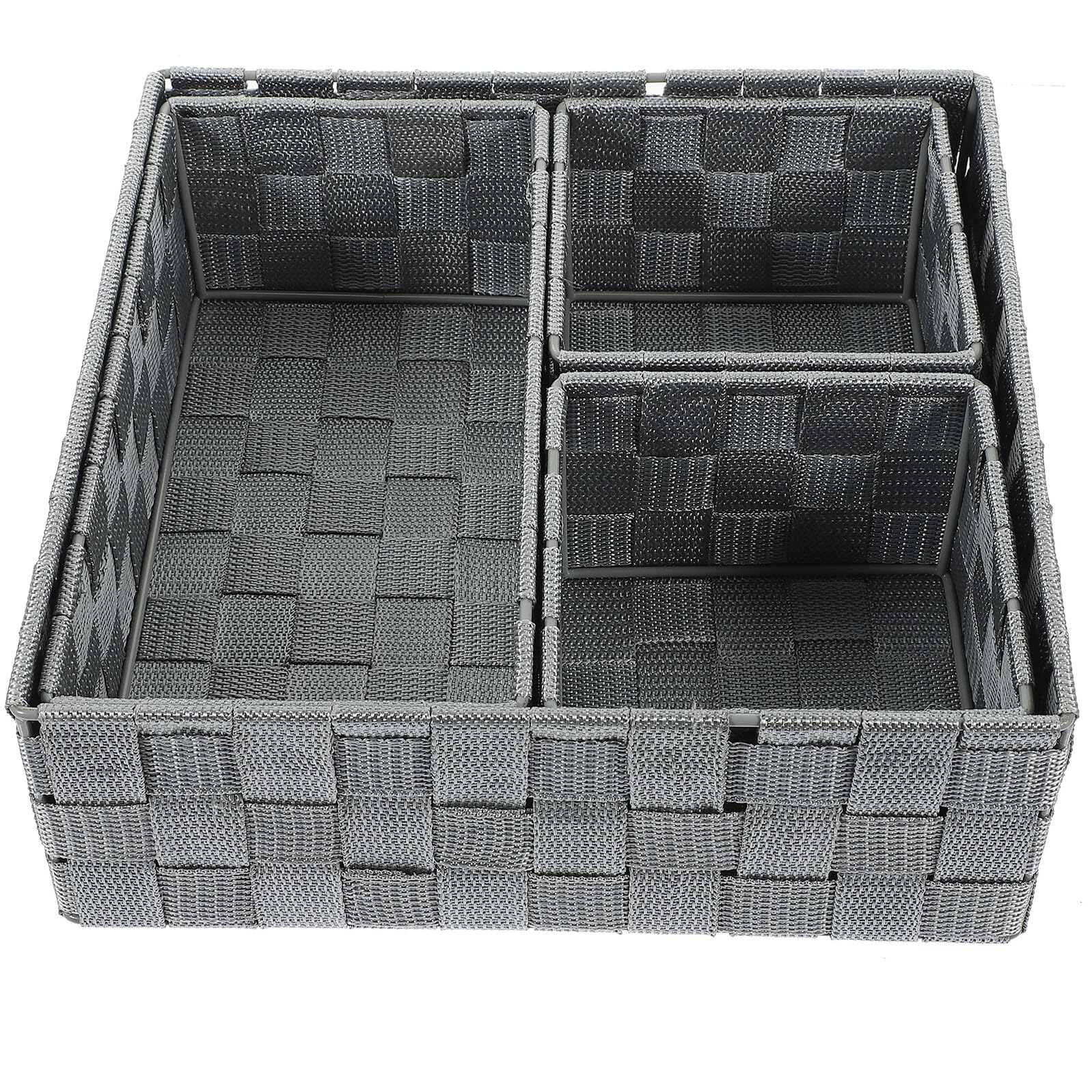 Cubes organisateurs solides gris boîte de rangement tissée 4 pièces bureau