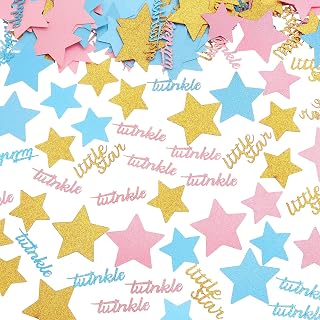 350 Pieces Twinkle Star Confetti Gender Reveal Confetti Blue and Pink Table Confetti Star Confetti for Baby Shower Gender Reveal Party Decorations Wedding Baby Birthday Graduation Decoration