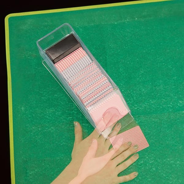 Relaxdays Distributore Carte da Gioco, Dispenser con 6 Mazzi, Dealing Shoe Black Jack, 10x10x29 cm, Trasparente Nero - 5