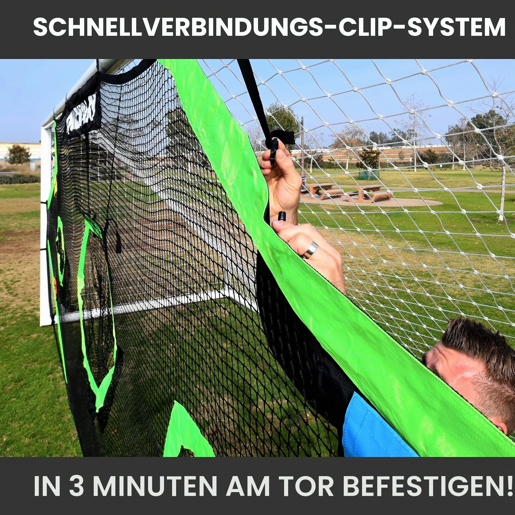 QuickPlay Zielnetz für Fußballtor mit 7 Punktzonen – Übungsschießen & Toraufnahmen – Rahmen Nicht im Lieferumfang enthalten