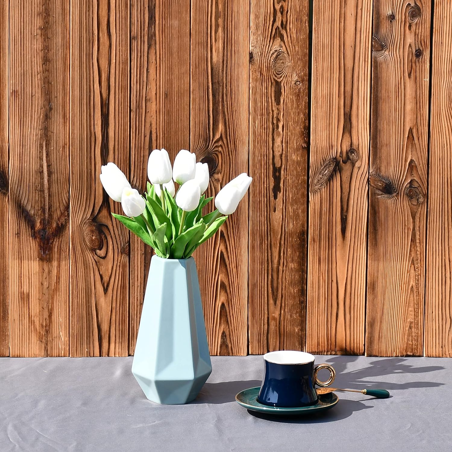 ONLY ART Artificial White Tulips 20 Pcs – 13.5 Inch PU Faux Flowers with Bendable Stems for Home Décor, Wedding Centerpieces, DIY Floral Arrangements, New Year and Valentine's Day - Image 3