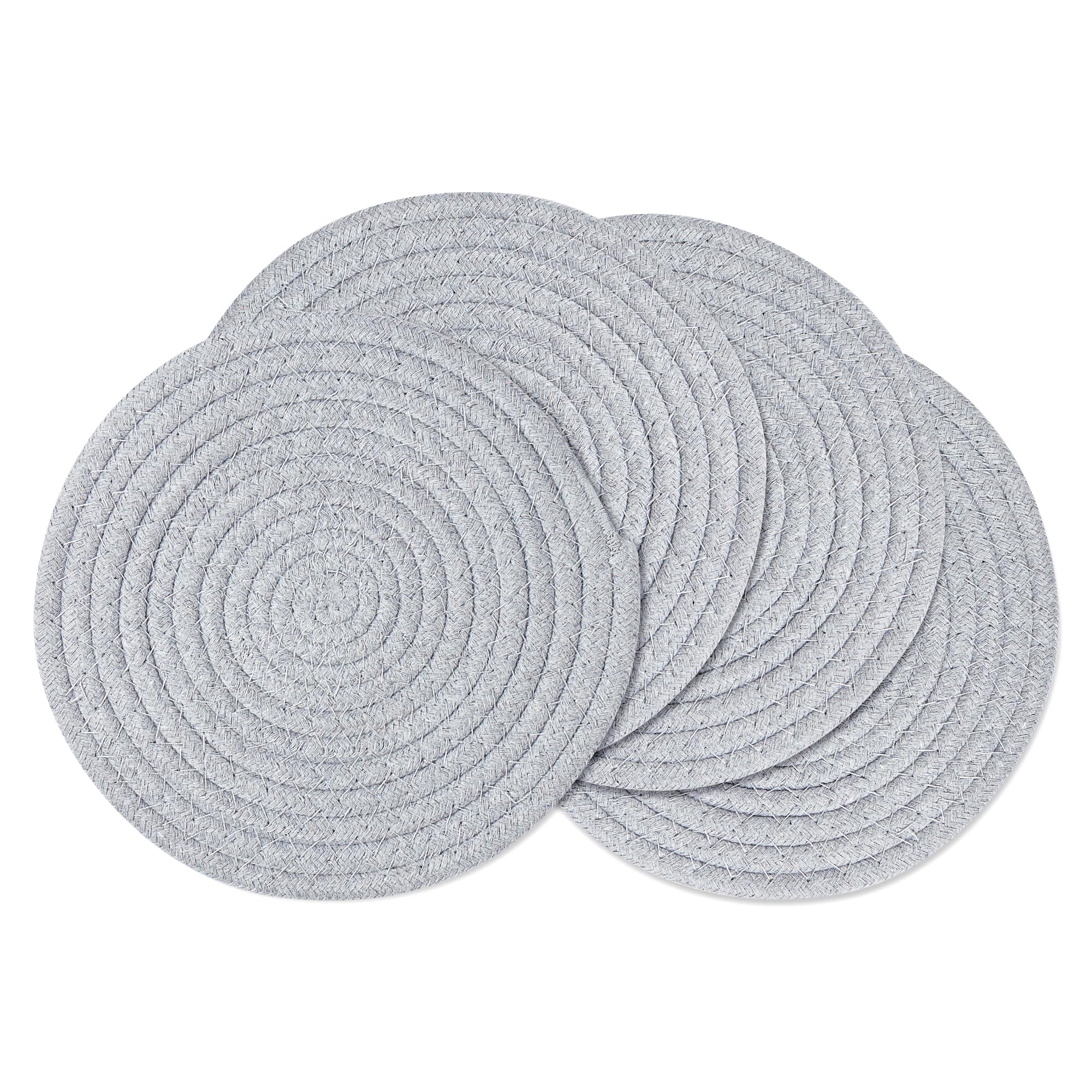 fanquare Set of 4 Round Placemats, Cotton Braided Placemats