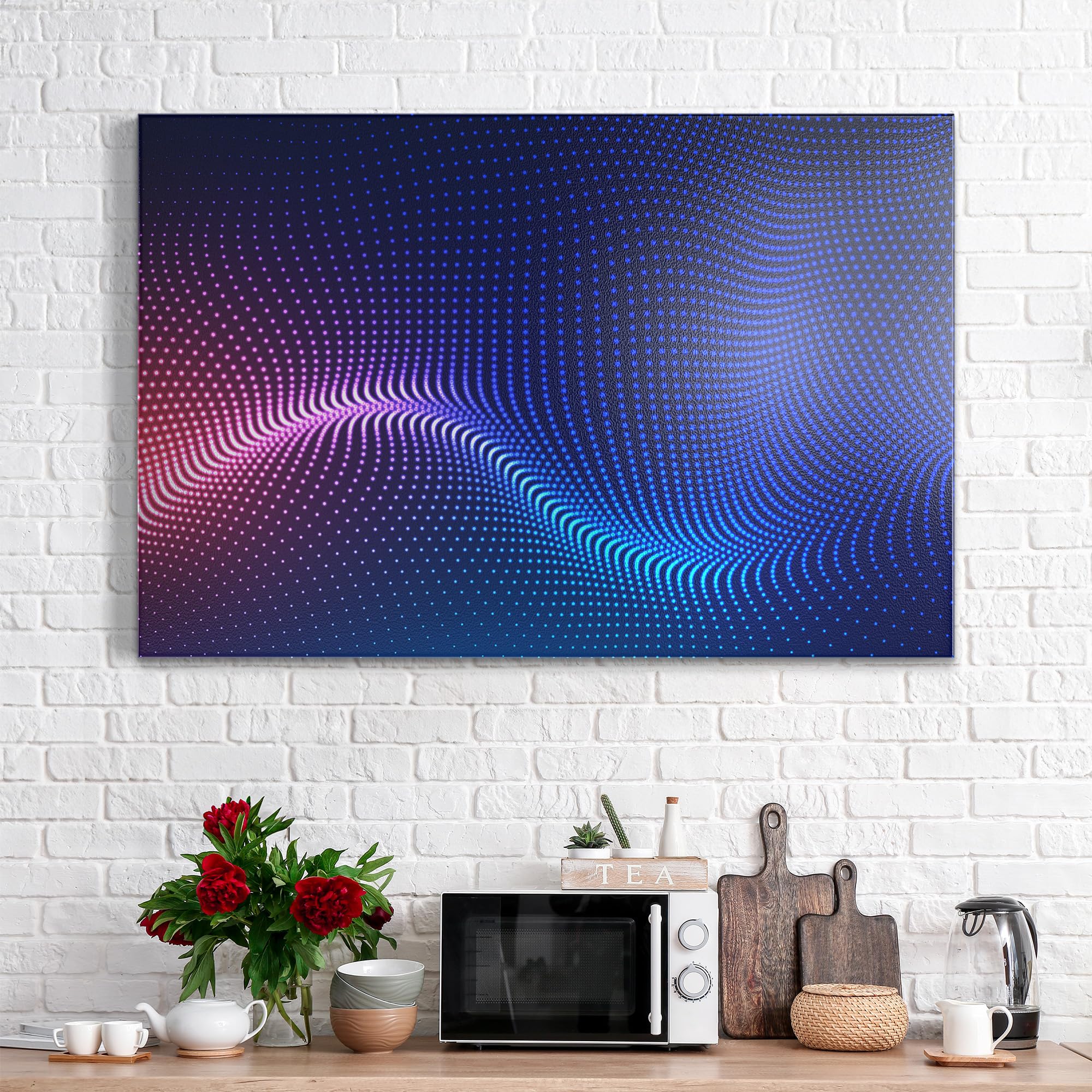 DEQORI Metall Magnettafel | 90x60 cm cm groß | Motiv Digitale Lichtwellen | Whiteboard für alle Magnete | Magnetboard Wand-Tafel für Küche & Büro | Design Magnetwand Pinnwand magnetisch