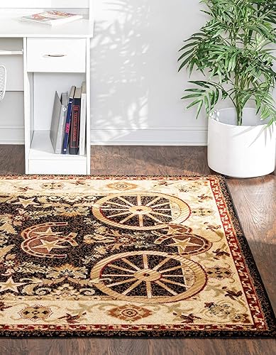 Rugs.com Pioneer Collection - Alfombra negra de pelo medio de 2 x 3 pies, perfecta para salas de estar, comedores grandes, planos abiertos