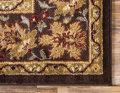 Miniatura 8 de Unique Loom - Colección Voyage - Alfombra redonda tradicional oriental, marrón, Polipropileno, Crema marrón