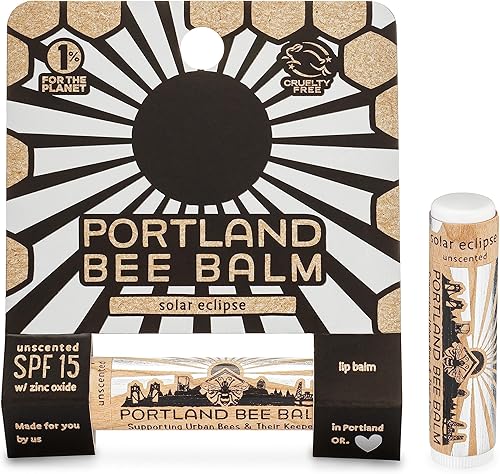 Portland Bee Balm Solar Eclipse - Bálsamo labial natural hecho a mano con base de cera de abeja SPF 15, 1 unidad