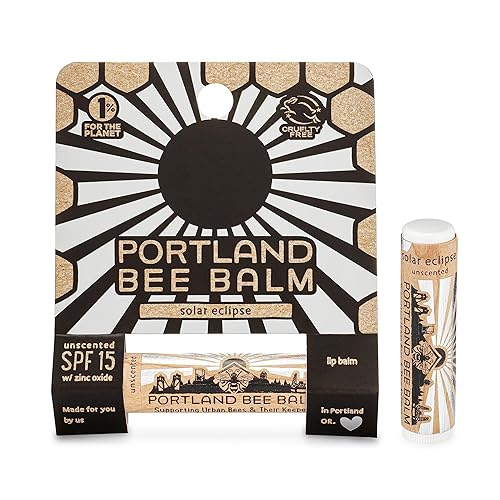 Portland Bee Balm Solar Eclipse - Bálsamo labial natural hecho a mano con base de cera de abeja SPF 15, 1 unidad