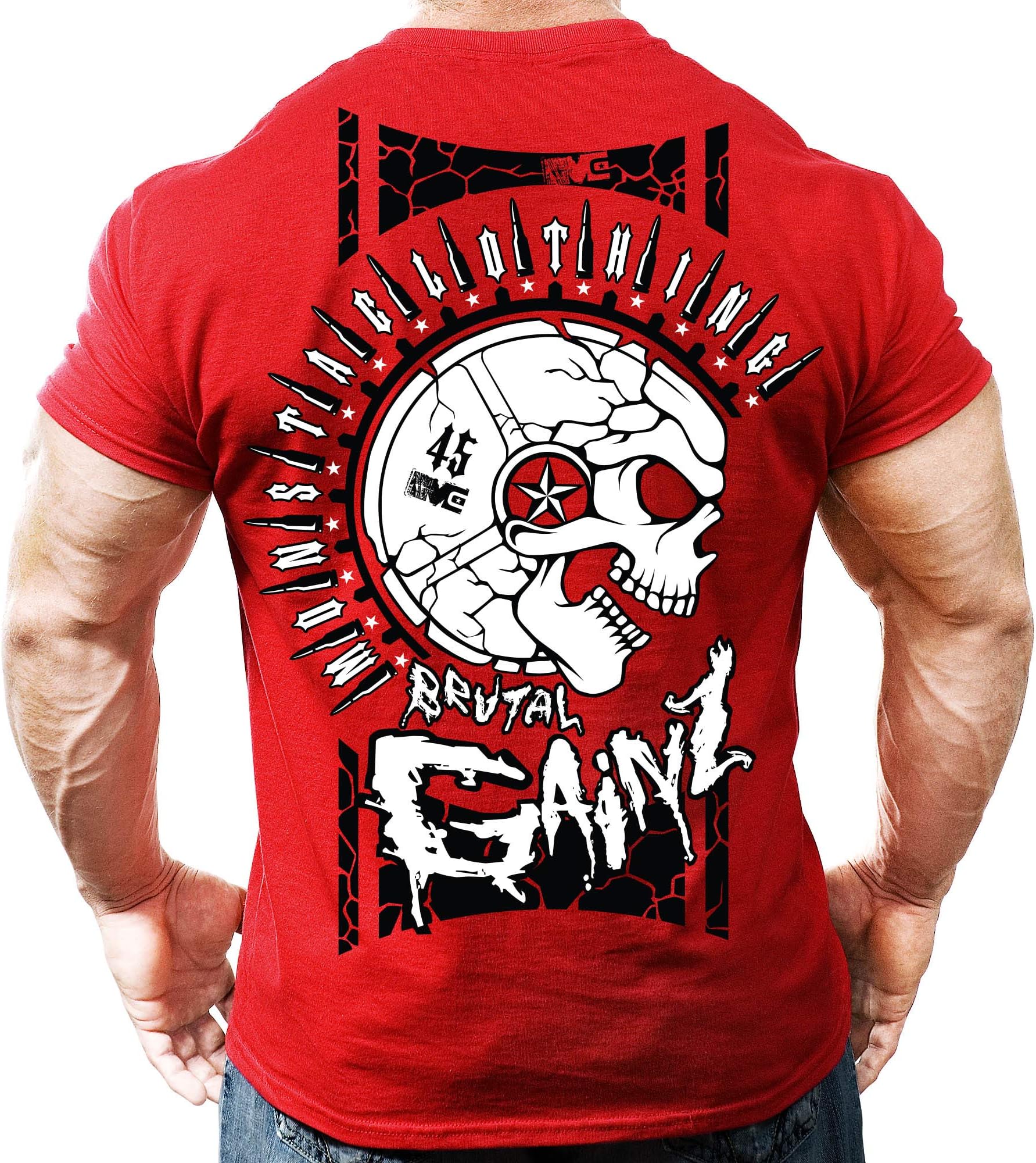 Monsta Clothing Co. Mens Bodybuilding Workout (Brutal Gainz) Fitness Gym T-Shirt