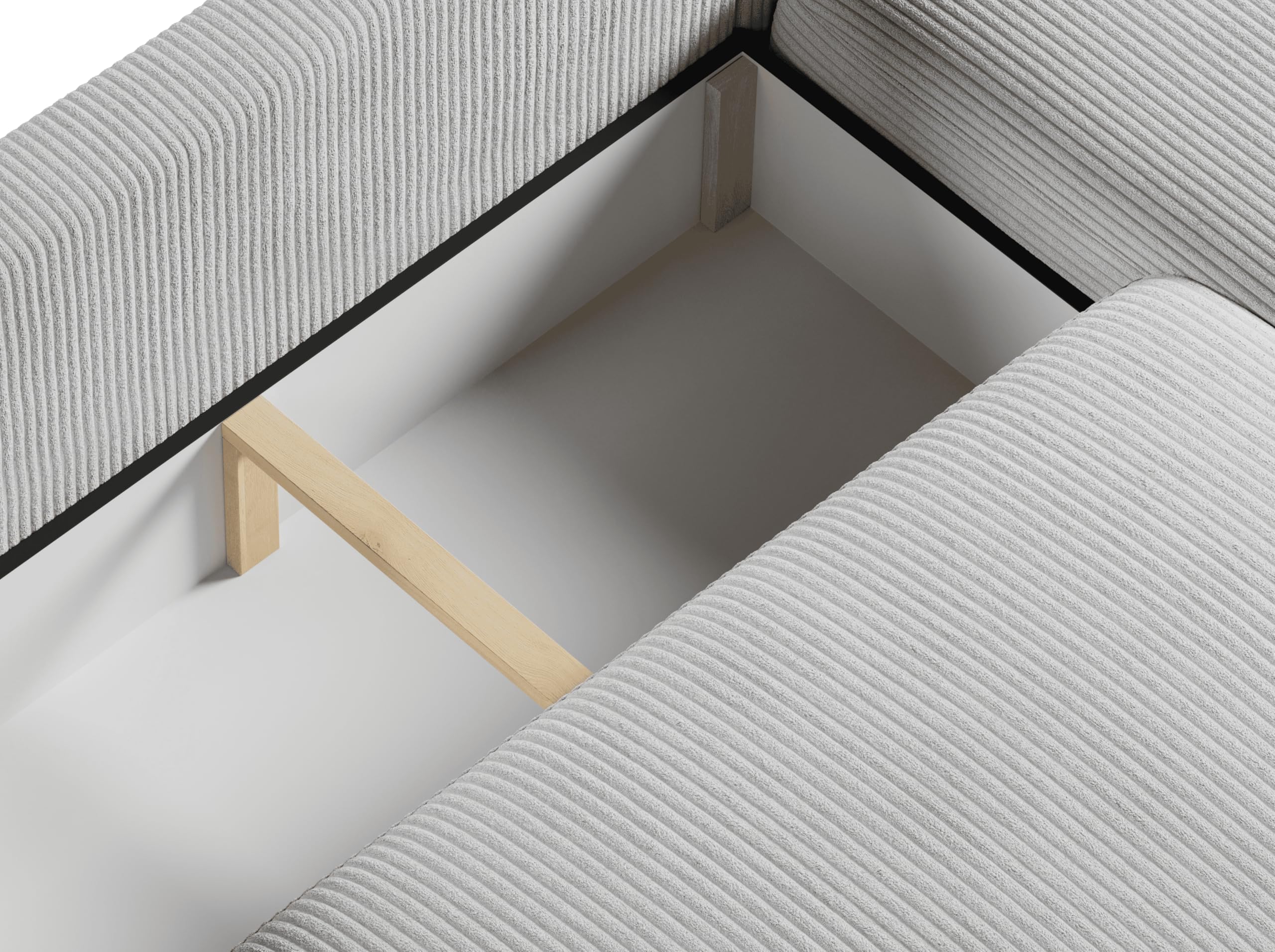 U-Form Wohnlandschaft mit Schlaffunktion 357x175 cm, Cordstoff – Großes Schlafsofa mit Bettkasten, Moderne Couch mit Stauraum NIVO (Poso 02)